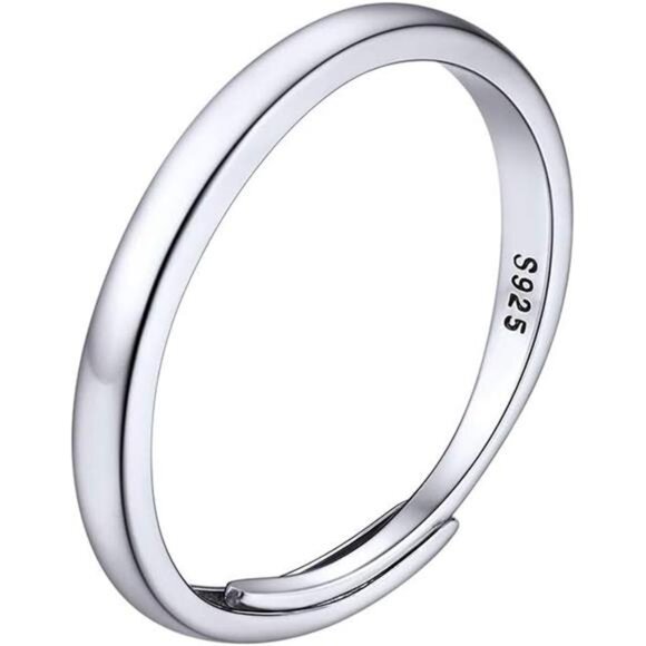 925 Sterling Silver Adjustable Open Ring for Women, Solid Sterling Silver Ring - Picture 1 of 8